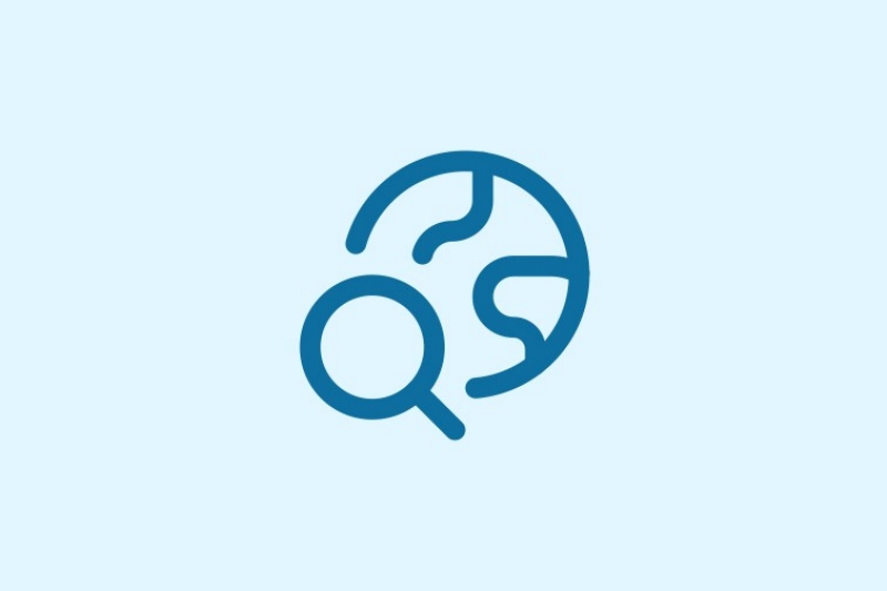 Blue icon depicting a magnifying glass positioned over the world © Tourism Australia